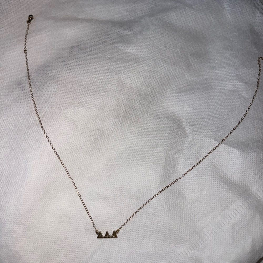 Delta Delta Delta (Tri Delt) Gold Necklace Dipped… - image 4